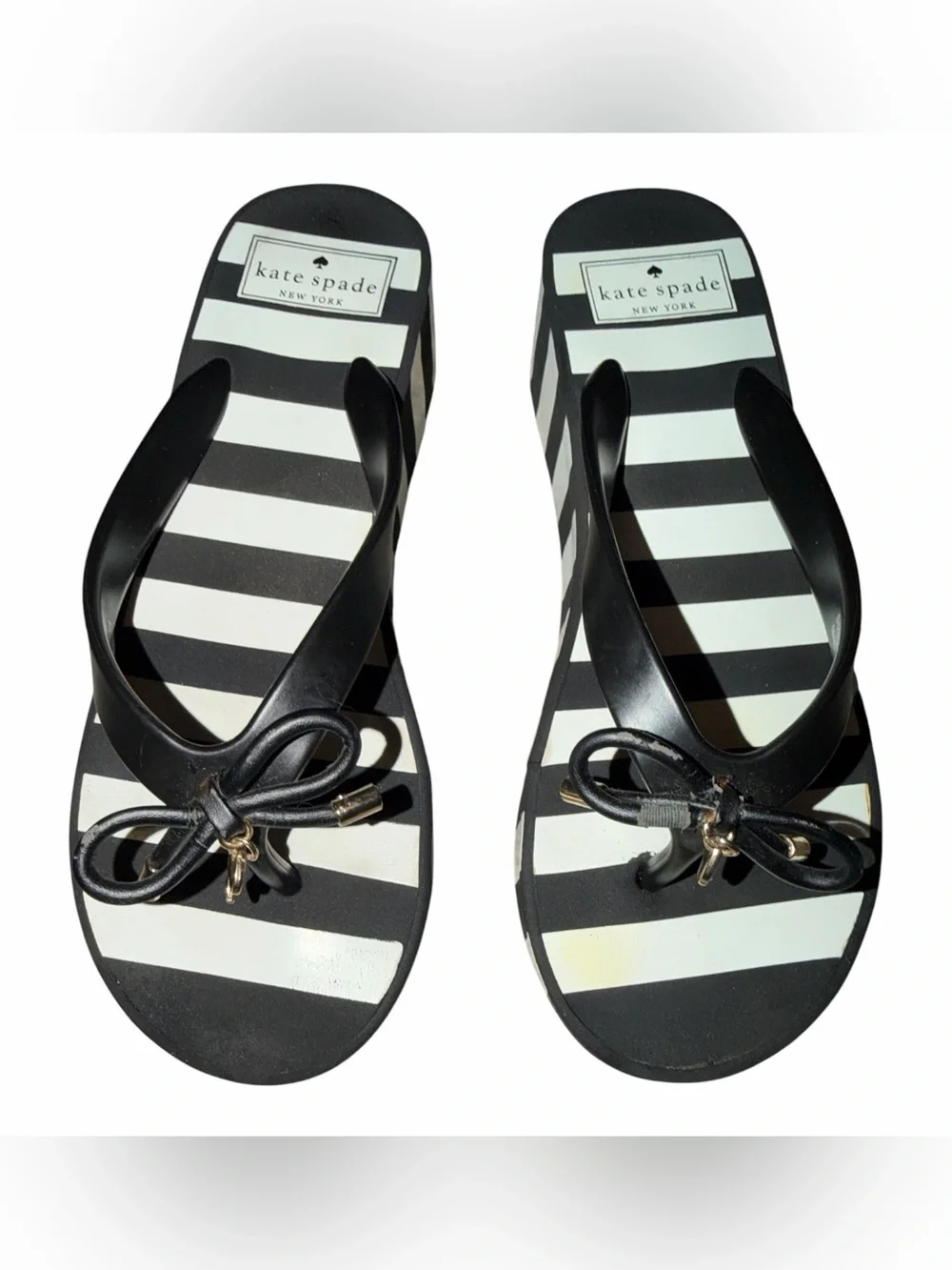 Kate Spade Wedge Thong Sandals Platform Women’s Size 7 Preppy Nautical Chic